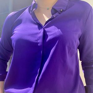 Indigo Button-Down Forever 21 Blouse